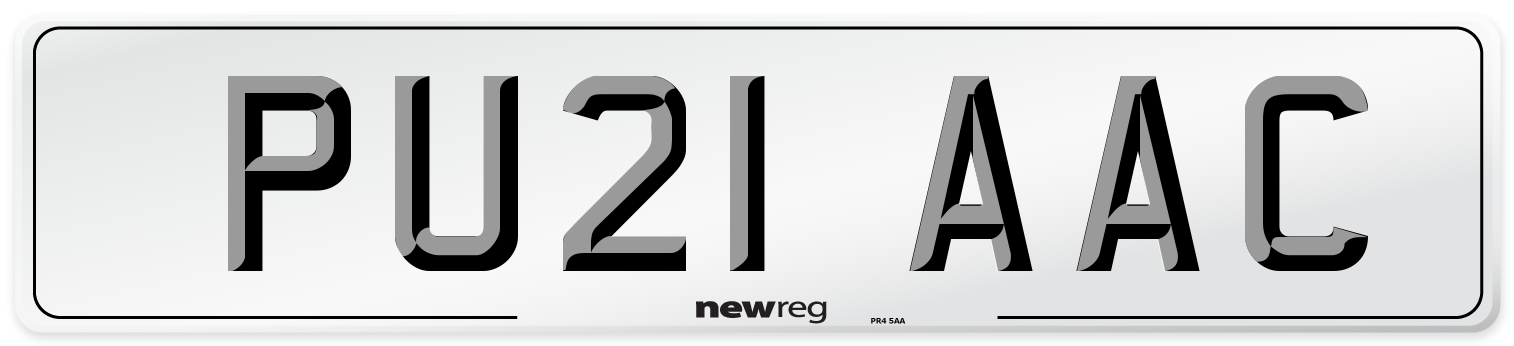 PU21 AAC Number Plate from New Reg
